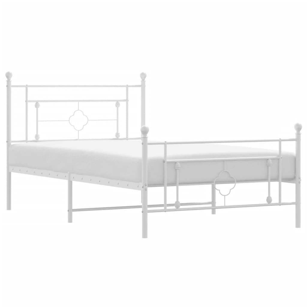 Bettgestell mit Kopf- und Fußteil Metall Weiß 107x203 cm - Pazzar.ch