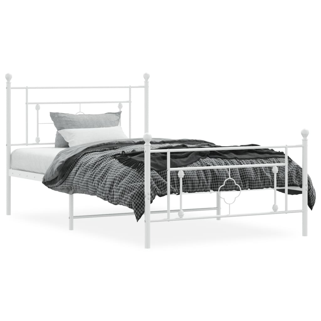 Bettgestell mit Kopf- und Fußteil Metall Weiß 107x203 cm - Pazzar.ch