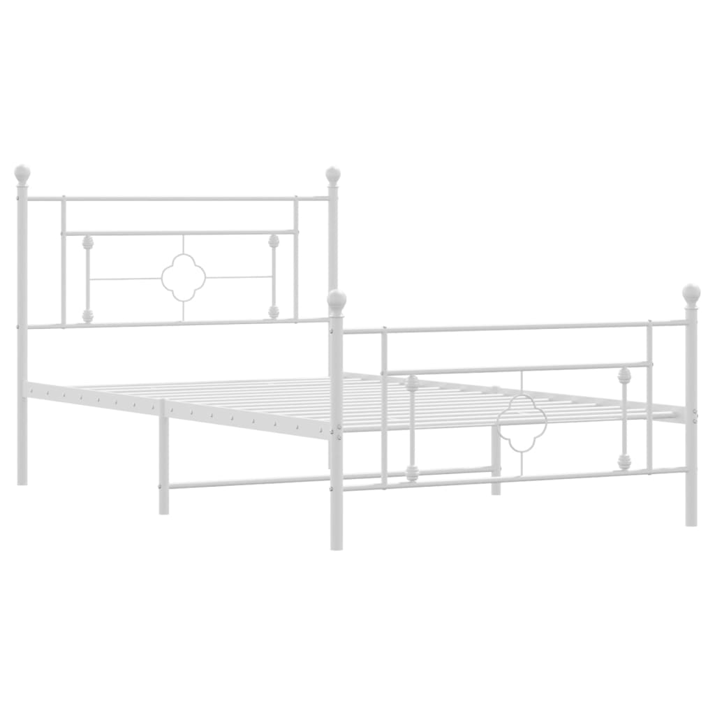 Bettgestell mit Kopf- und Fußteil Metall Weiß 107x203 cm - Pazzar.ch
