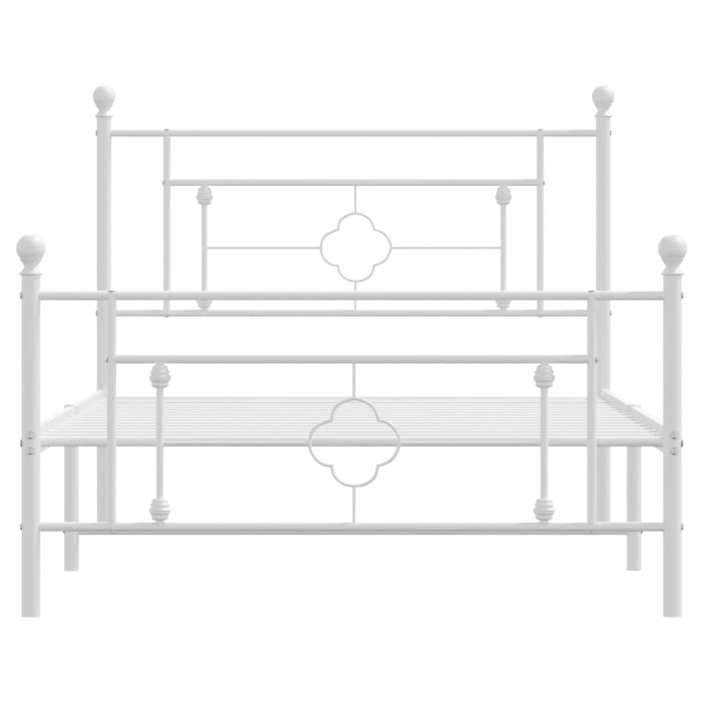 Bettgestell mit Kopf- und Fußteil Metall Weiß 107x203 cm - Pazzar.ch