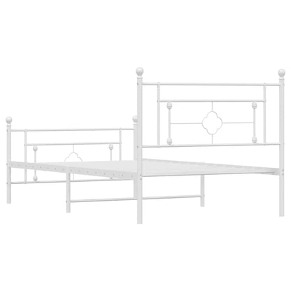 Bettgestell mit Kopf- und Fußteil Metall Weiß 107x203 cm - Pazzar.ch