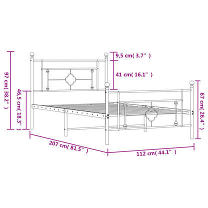 Bettgestell mit Kopf- und Fußteil Metall Weiß 107x203 cm - Pazzar.ch