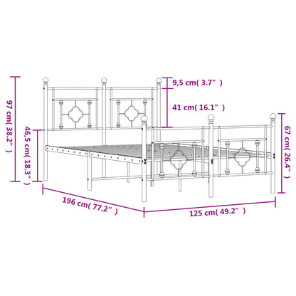 Bettgestell mit Kopf- und Fußteil Metall Weiß 120x190 cm - Pazzar.ch