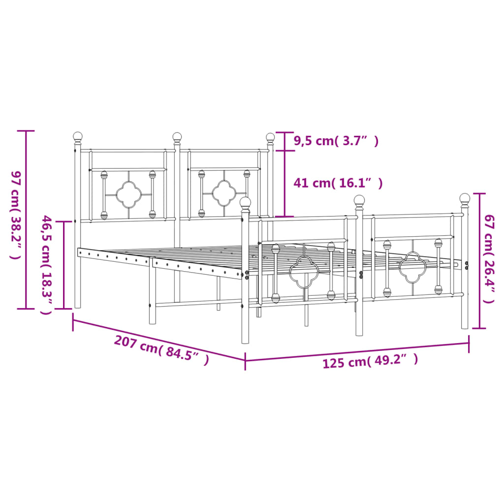 Bettgestell mit Kopf- und Fußteil Metall Weiß 120x200 cm - Pazzar.ch
