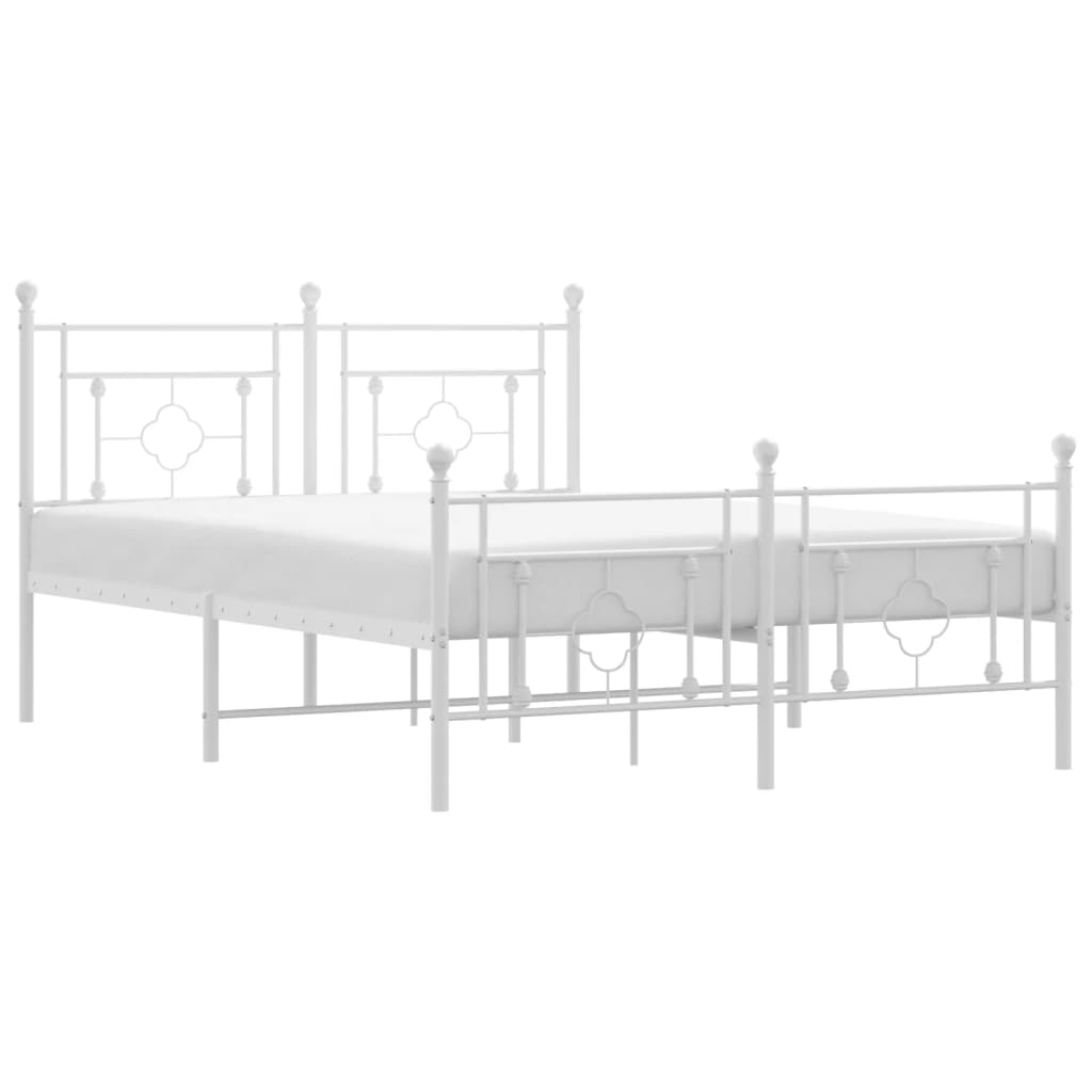 Bettgestell mit Kopf- und Fußteil Metall Weiß 140x190 cm - Pazzar.ch