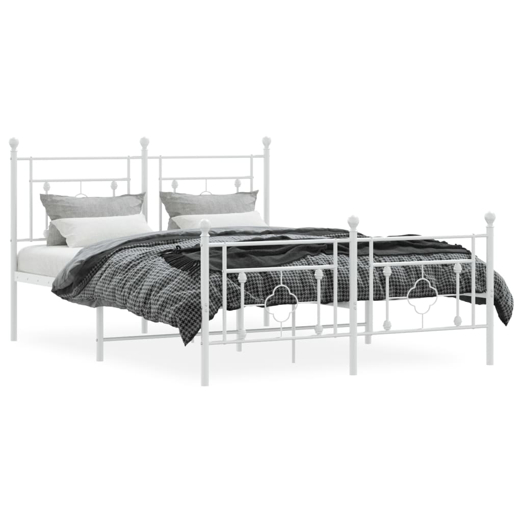 Bettgestell mit Kopf- und Fußteil Metall Weiß 140x190 cm - Pazzar.ch