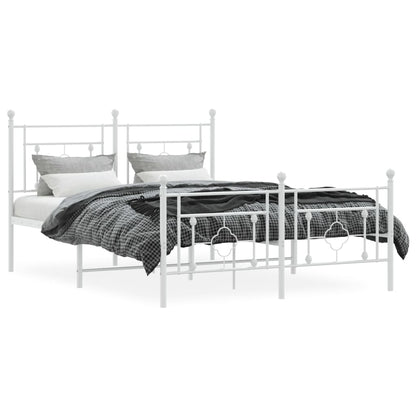 Bettgestell mit Kopf- und Fußteil Metall Weiß 140x190 cm - Pazzar.ch