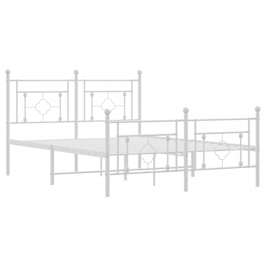 Bettgestell mit Kopf- und Fußteil Metall Weiß 140x190 cm - Pazzar.ch