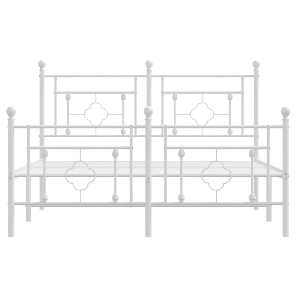 Bettgestell mit Kopf- und Fußteil Metall Weiß 140x190 cm - Pazzar.ch