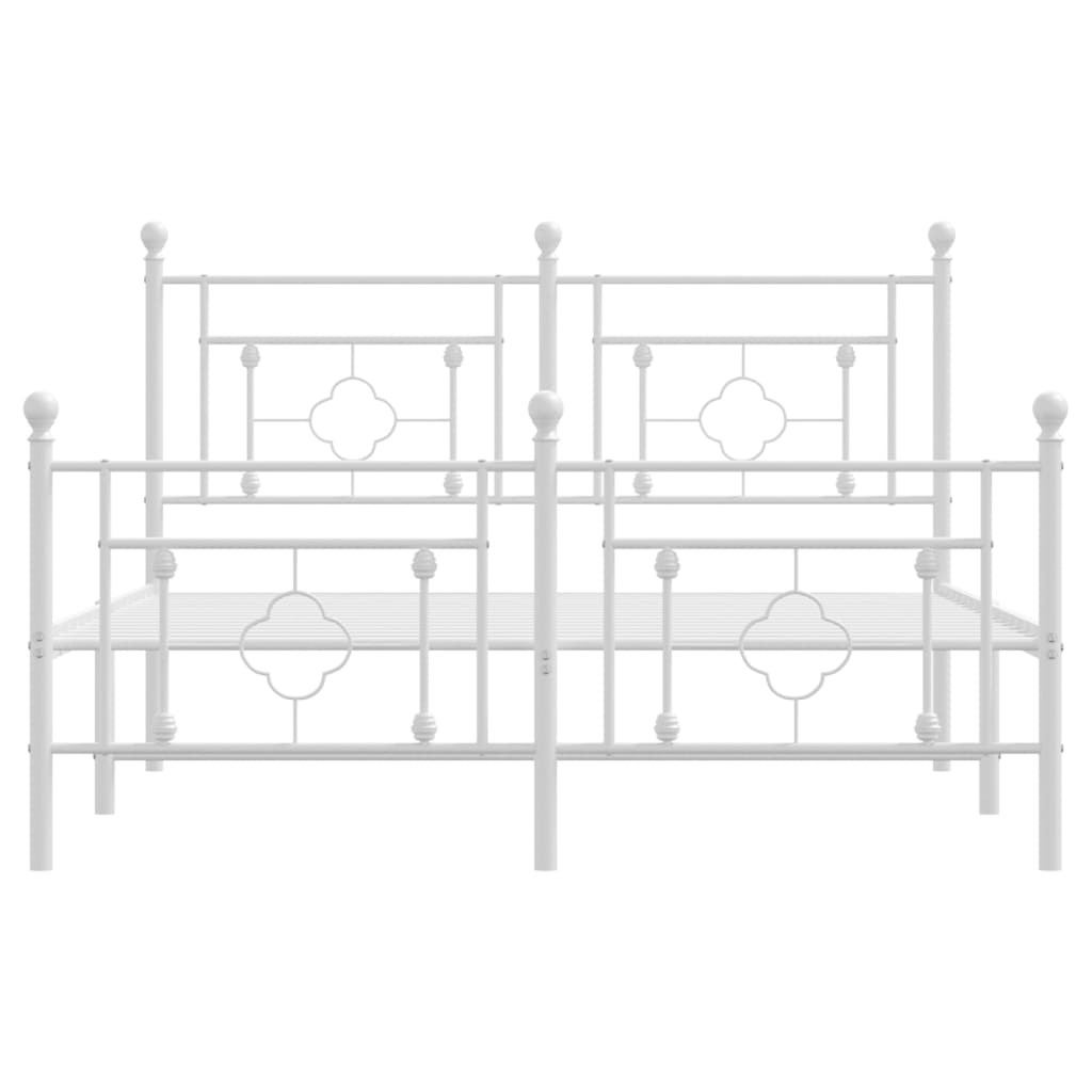 Bettgestell mit Kopf- und Fußteil Metall Weiß 140x200 cm - Pazzar.ch