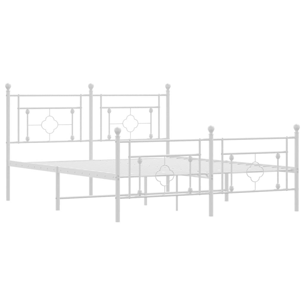 Bettgestell mit Kopf- und Fußteil Metall Weiß 150x200 cm - Pazzar.ch