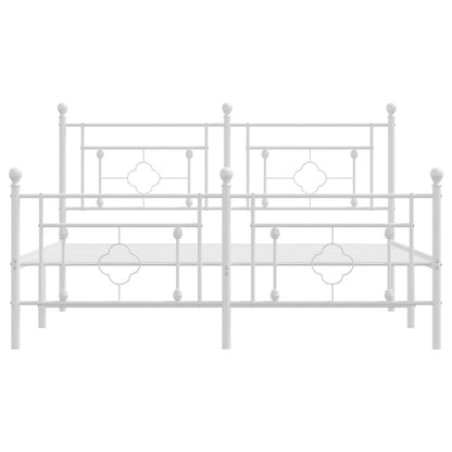 Bettgestell mit Kopf- und Fußteil Metall Weiß 150x200 cm - Pazzar.ch