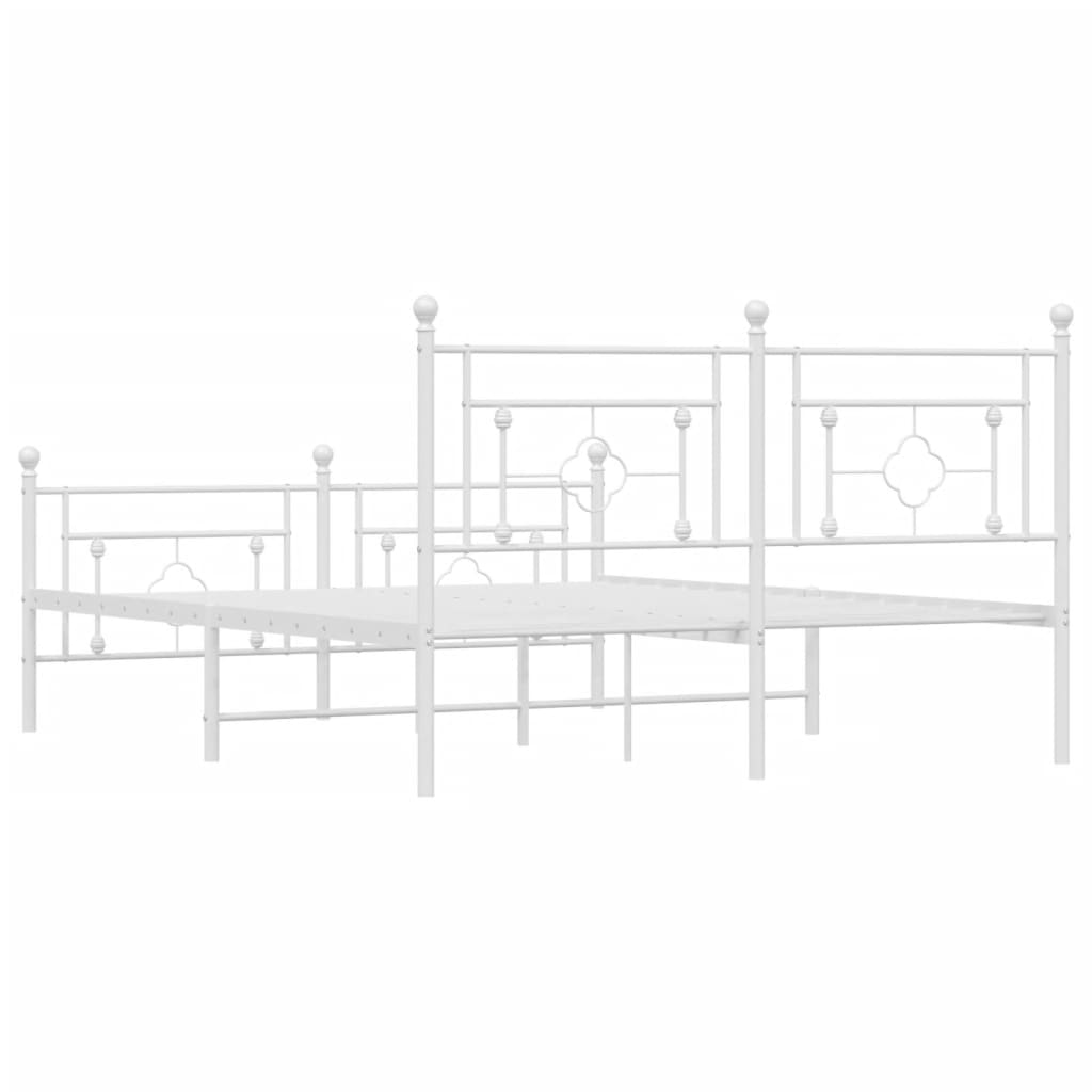 Bettgestell mit Kopf- und Fußteil Metall Weiß 150x200 cm - Pazzar.ch