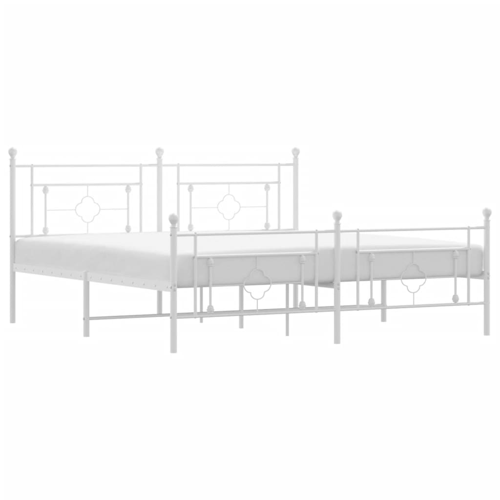 Bettgestell mit Kopf- und Fußteil Metall Weiß 183x213 cm - Pazzar.ch