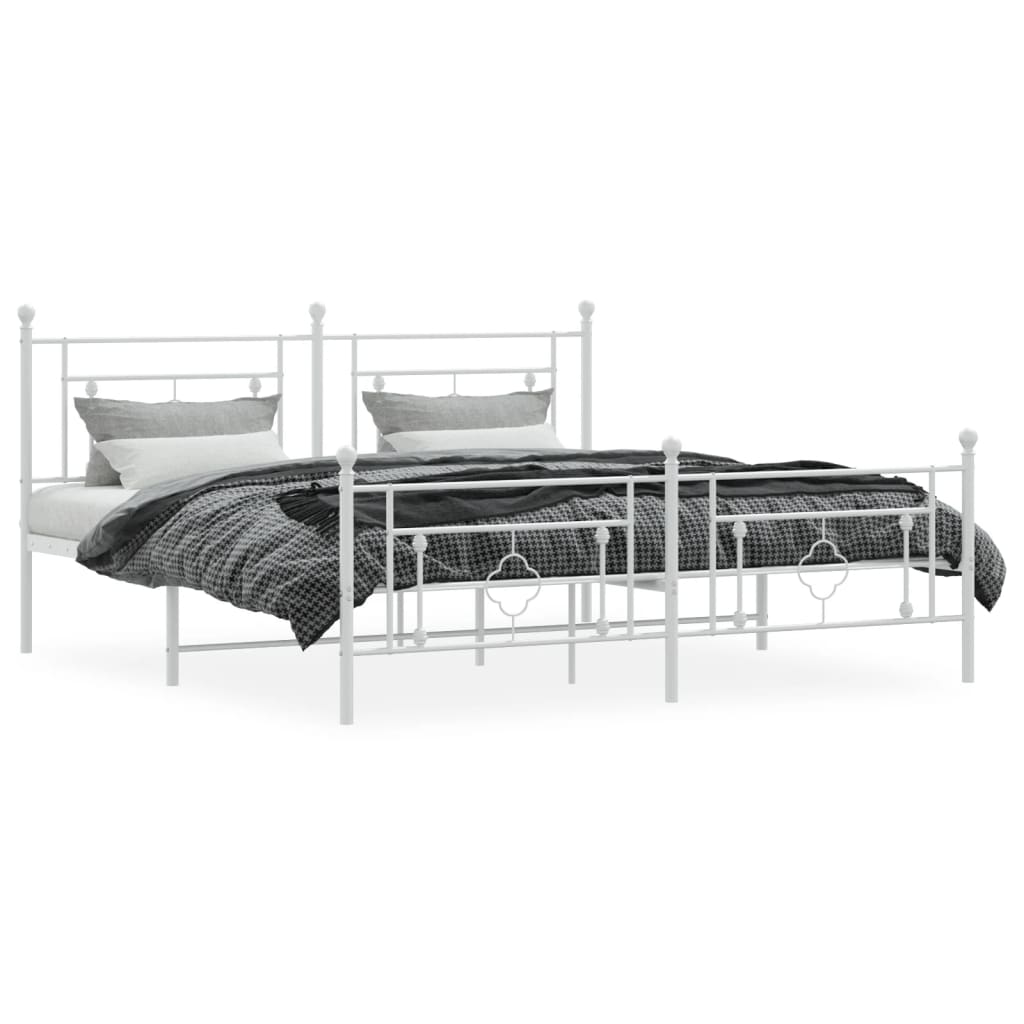 Bettgestell mit Kopf- und Fußteil Metall Weiß 183x213 cm - Pazzar.ch