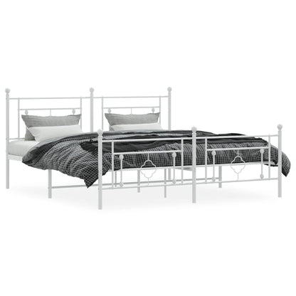 Bettgestell mit Kopf- und Fußteil Metall Weiß 183x213 cm - Pazzar.ch