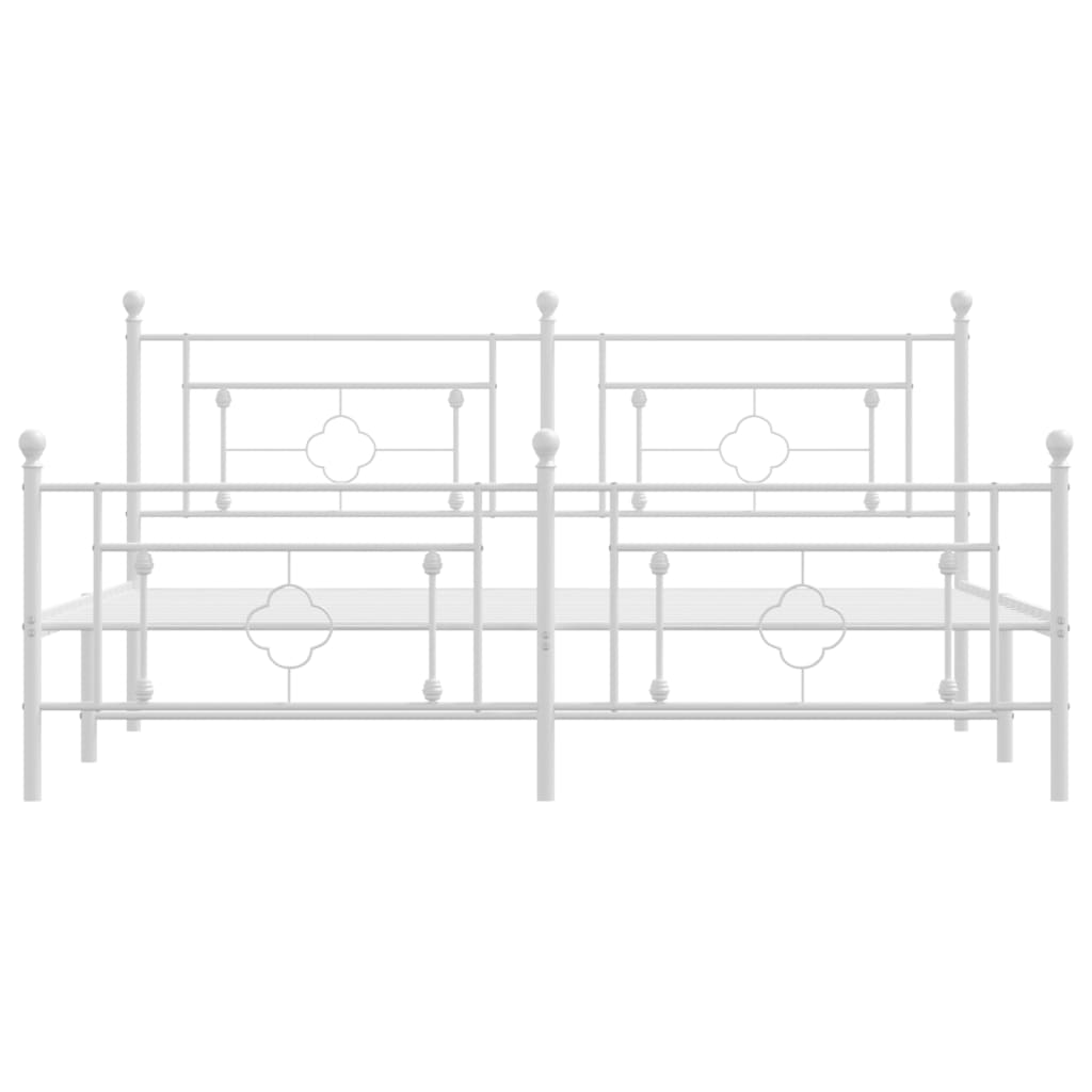 Bettgestell mit Kopf- und Fußteil Metall Weiß 183x213 cm - Pazzar.ch