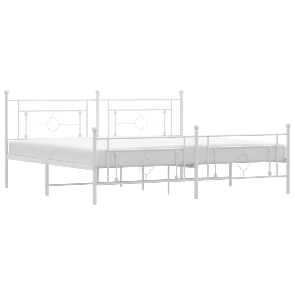 Bettgestell mit Kopf- und Fußteil Metall Weiß 193x203 cm - Pazzar.ch