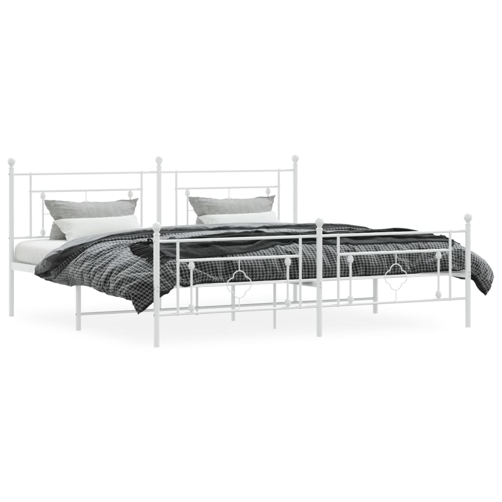 Bettgestell mit Kopf- und Fußteil Metall Weiß 193x203 cm - Pazzar.ch