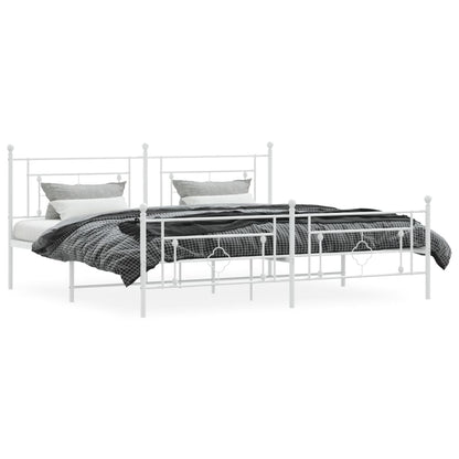 Bettgestell mit Kopf- und Fußteil Metall Weiß 193x203 cm - Pazzar.ch