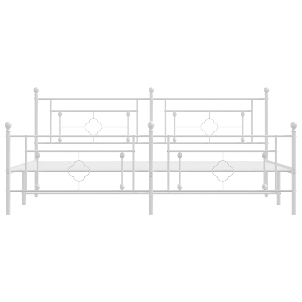 Bettgestell mit Kopf- und Fußteil Metall Weiß 193x203 cm - Pazzar.ch