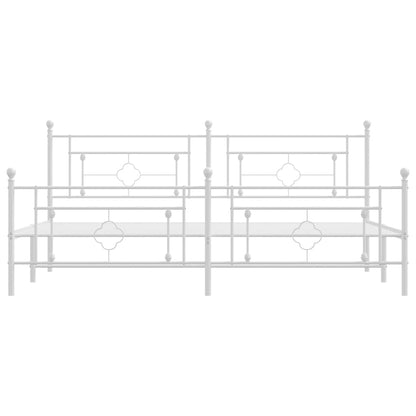 Bettgestell mit Kopf- und Fußteil Metall Weiß 193x203 cm - Pazzar.ch