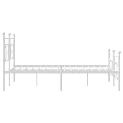 Bettgestell mit Kopf- und Fußteil Metall Weiß 193x203 cm - Pazzar.ch