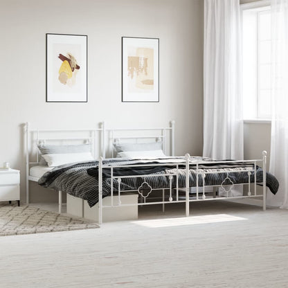 Bettgestell mit Kopf- und Fußteil Metall Weiß 193x203 cm - Pazzar.ch
