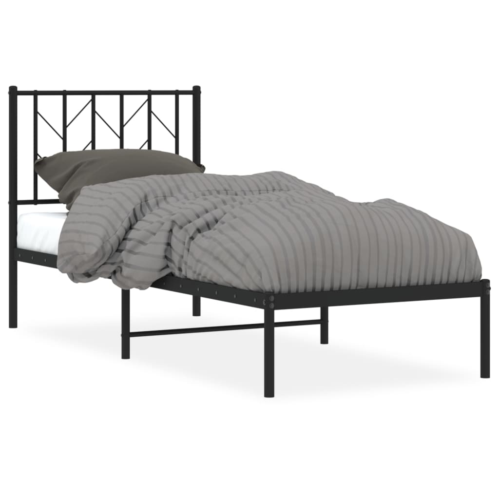 Bettgestell mit Kopfteil Metall Schwarz 75x190 cm - Pazzar.ch