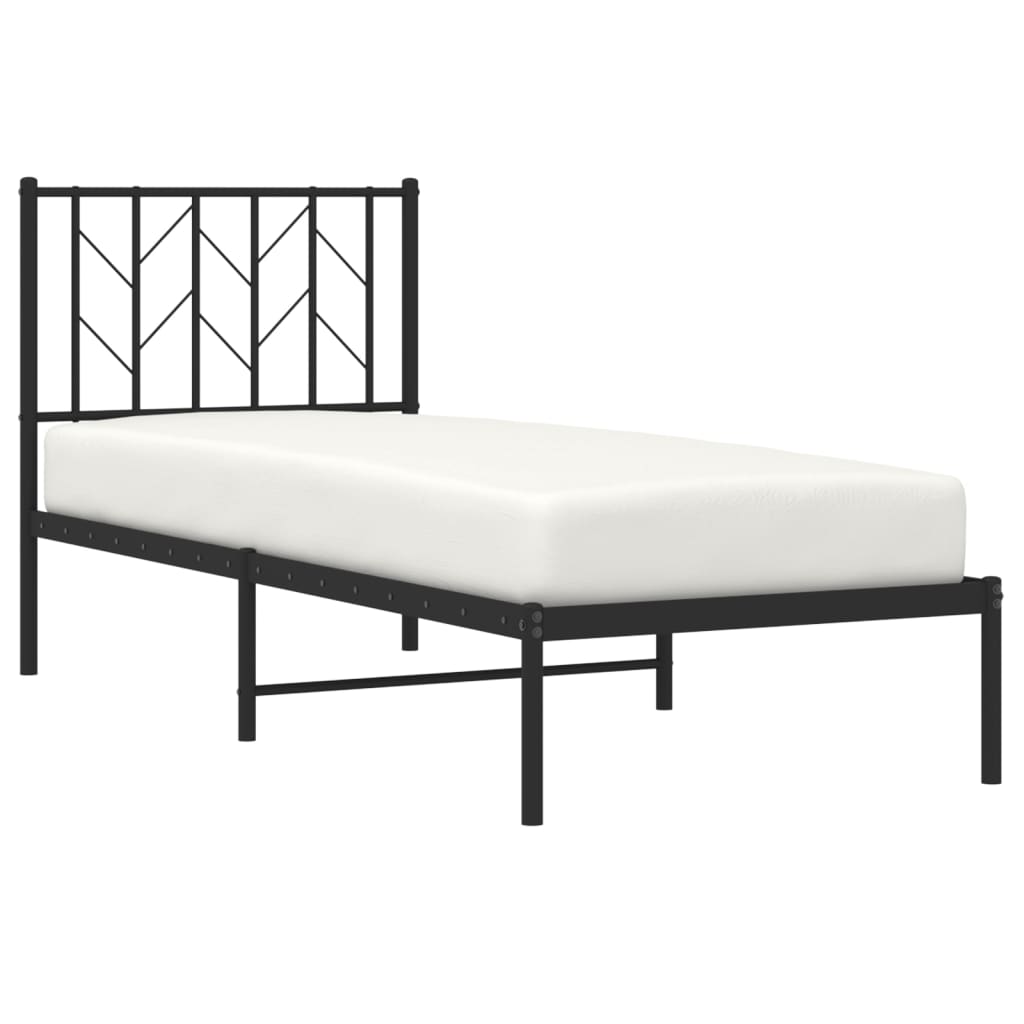 Bettgestell mit Kopfteil Metall Schwarz 75x190 cm - Pazzar.ch