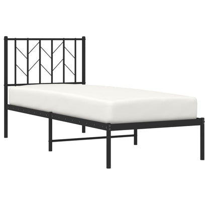 Bettgestell mit Kopfteil Metall Schwarz 75x190 cm - Pazzar.ch