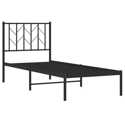 Bettgestell mit Kopfteil Metall Schwarz 75x190 cm - Pazzar.ch