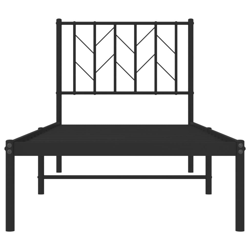Bettgestell mit Kopfteil Metall Schwarz 75x190 cm - Pazzar.ch