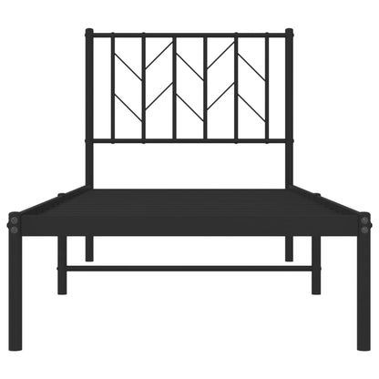 Bettgestell mit Kopfteil Metall Schwarz 75x190 cm - Pazzar.ch