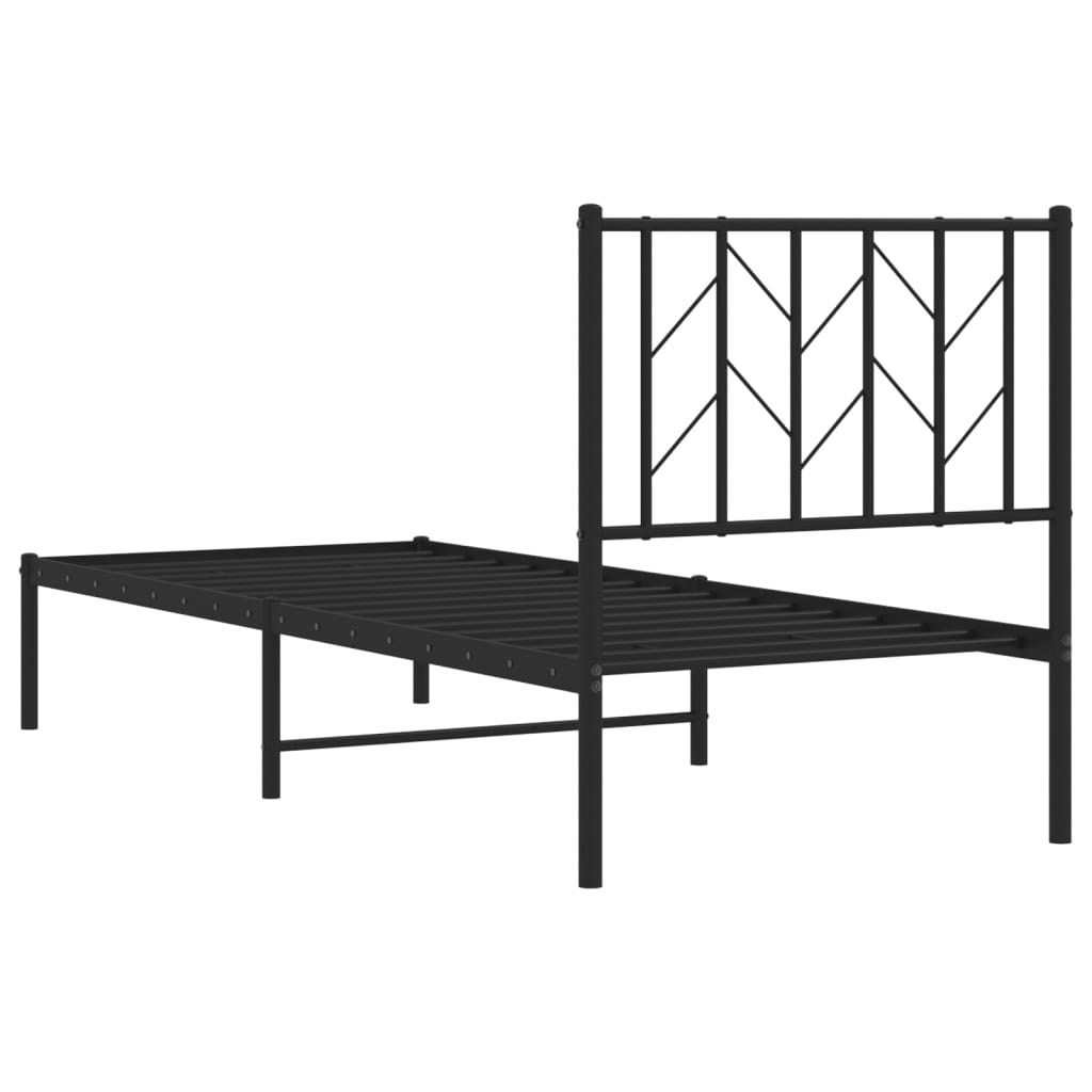 Bettgestell mit Kopfteil Metall Schwarz 75x190 cm - Pazzar.ch