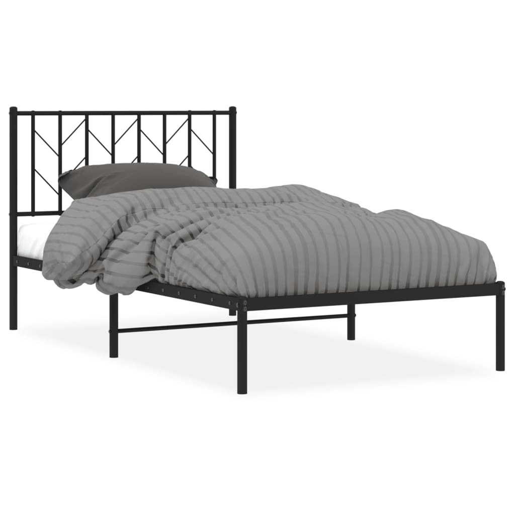 Bettgestell mit Kopfteil Metall Schwarz 100x190 cm - Pazzar.ch