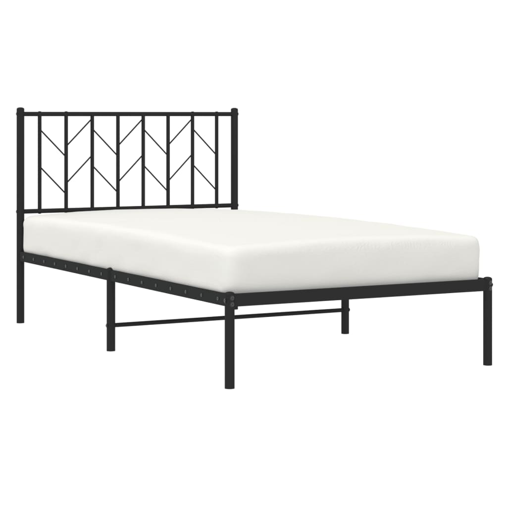 Bettgestell mit Kopfteil Metall Schwarz 100x190 cm - Pazzar.ch