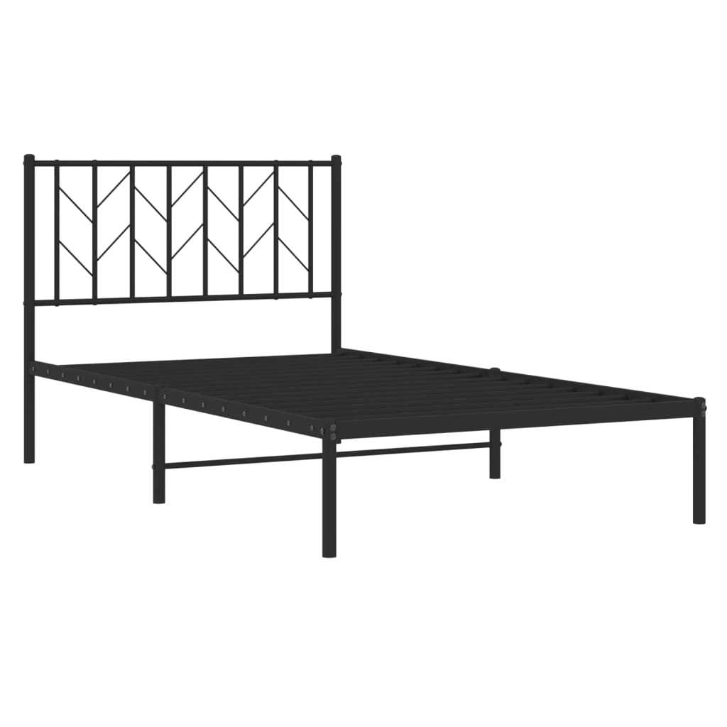 Bettgestell mit Kopfteil Metall Schwarz 100x190 cm - Pazzar.ch