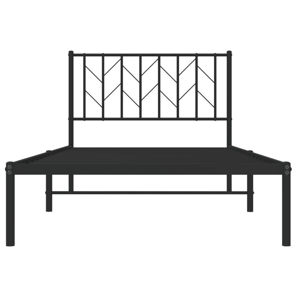 Bettgestell mit Kopfteil Metall Schwarz 100x190 cm - Pazzar.ch
