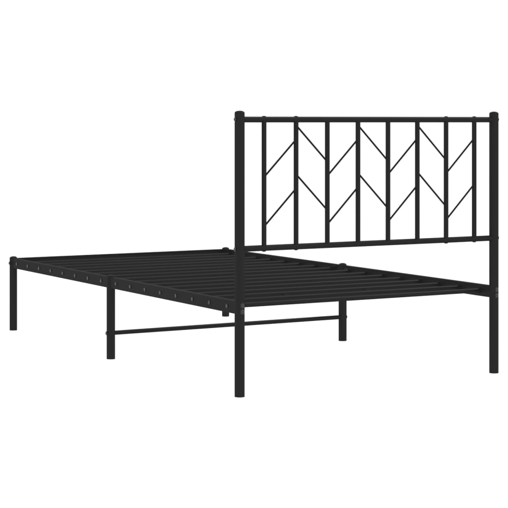 Bettgestell mit Kopfteil Metall Schwarz 100x190 cm - Pazzar.ch