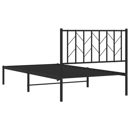 Bettgestell mit Kopfteil Metall Schwarz 100x190 cm - Pazzar.ch