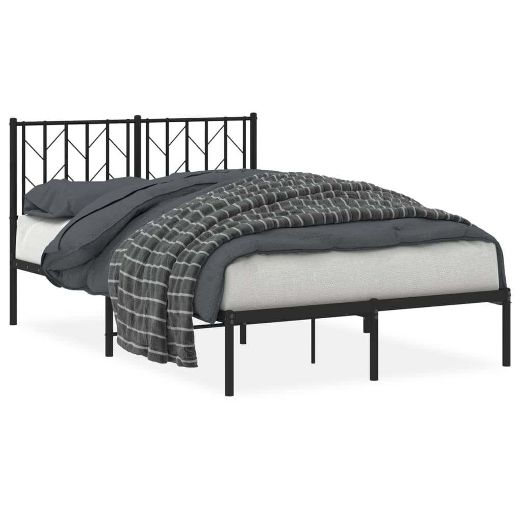 Bettgestell mit Kopfteil Metall Schwarz 120x200 cm - Pazzar.ch