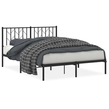 Bettgestell mit Kopfteil Metall Schwarz 140x200 cm - Pazzar.ch