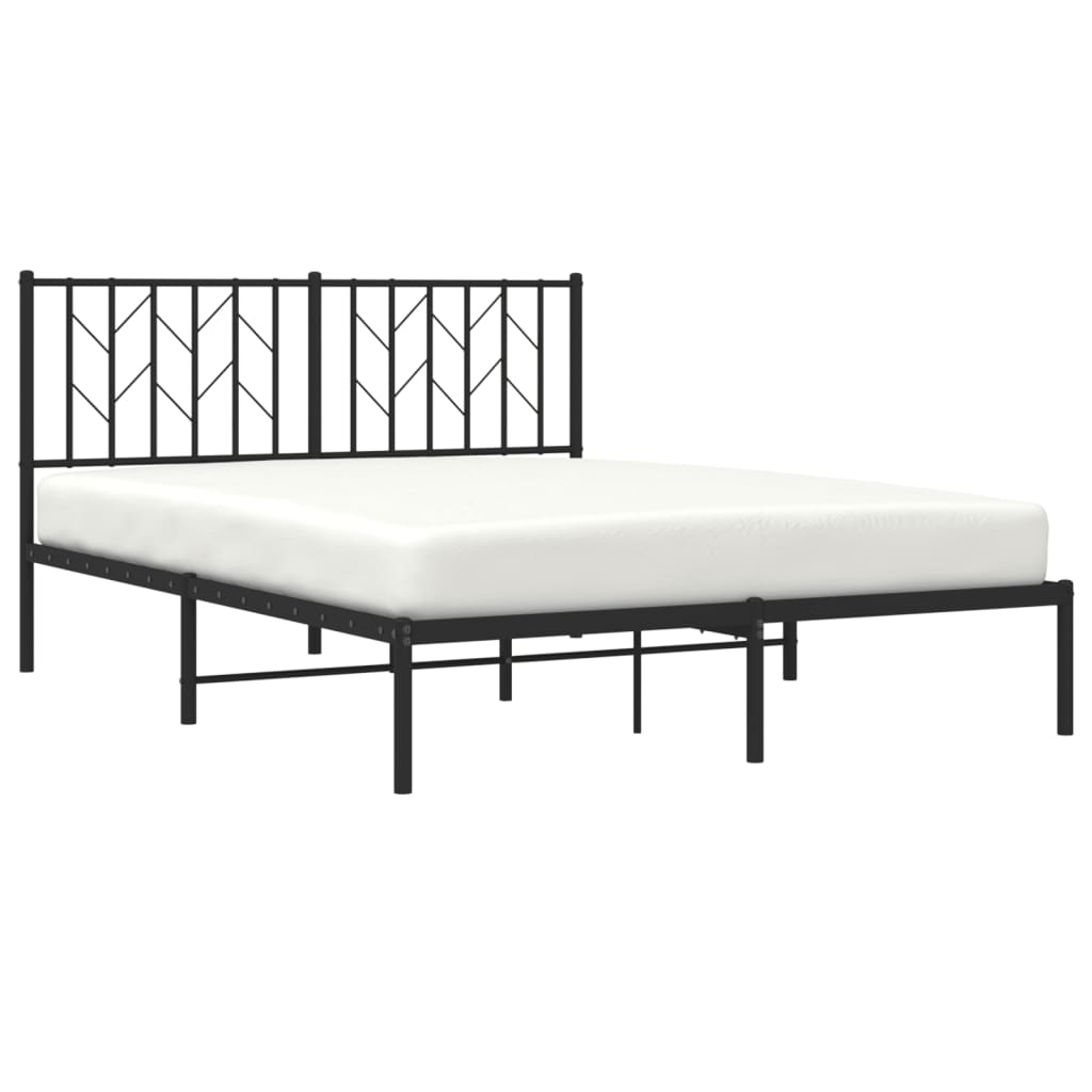 Bettgestell mit Kopfteil Metall Schwarz 140x200 cm - Pazzar.ch