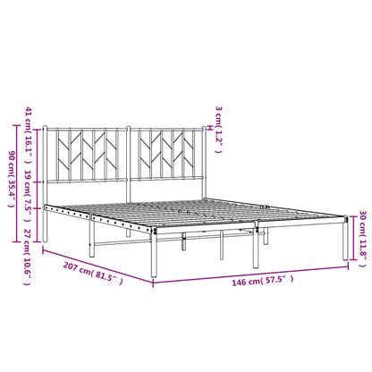 Bettgestell mit Kopfteil Metall Schwarz 140x200 cm - Pazzar.ch