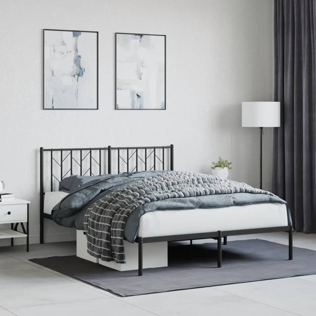 Bettgestell mit Kopfteil Metall Schwarz 140x200 cm - Pazzar.ch