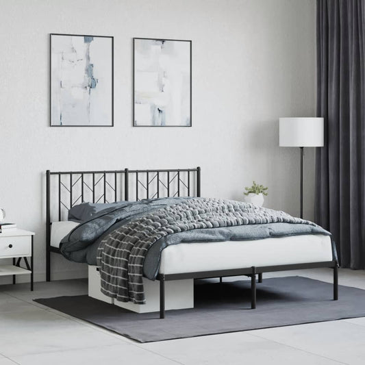 Bettgestell mit Kopfteil Metall Schwarz 140x200 cm - Pazzar.ch