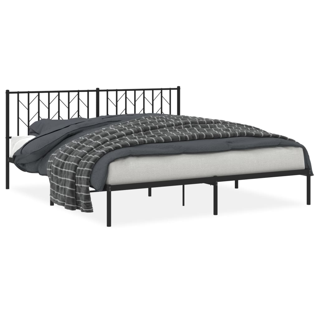 Bettgestell mit Kopfteil Metall Schwarz 183x213 cm - Pazzar.ch