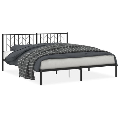 Bettgestell mit Kopfteil Metall Schwarz 183x213 cm - Pazzar.ch