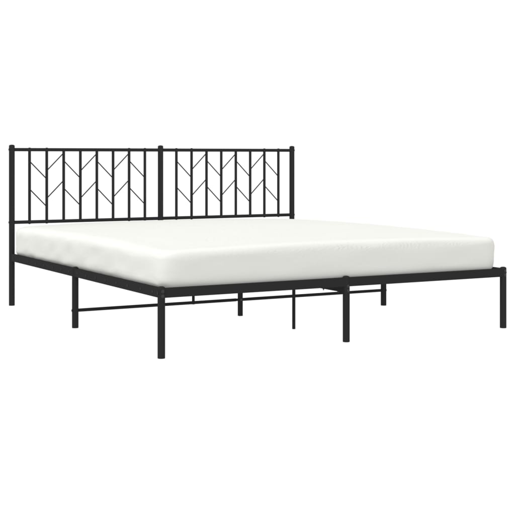Bettgestell mit Kopfteil Metall Schwarz 183x213 cm - Pazzar.ch